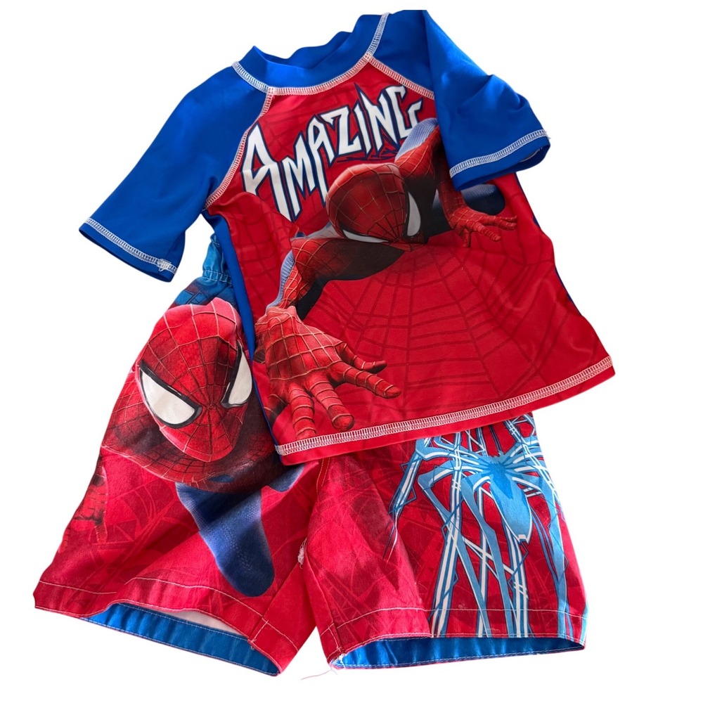 Y2K The Amazing Spider-Man 2 Boys 2T Swim Suit 2 Piece SPF 50 Summer Beach